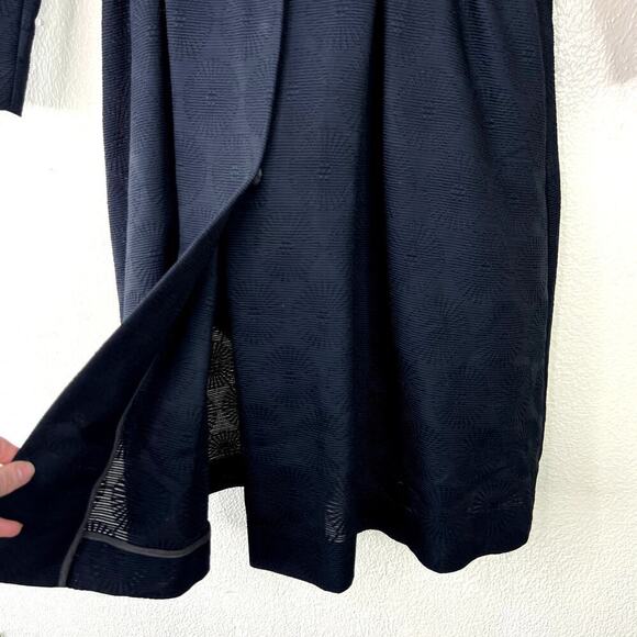 MARNI Brocade Textured Navy Trench Jacket Navy Blue Snap Button Mid Length 40 - Picture 4 of 12